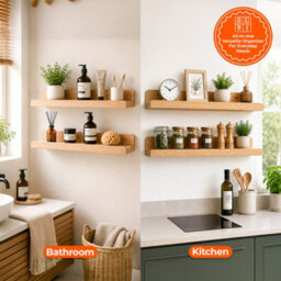 Innoteck Floating Wall Shelf 60Cm Set Of 2 With Raised Front Edge Light Oak - thumbnail 3