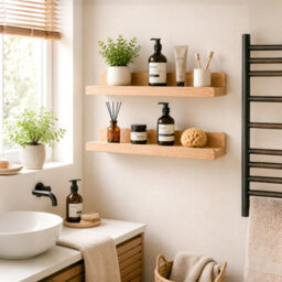 Innoteck Floating Wall Shelf 60Cm Set Of 2 With Raised Front Edge Light Oak - thumbnail 7
