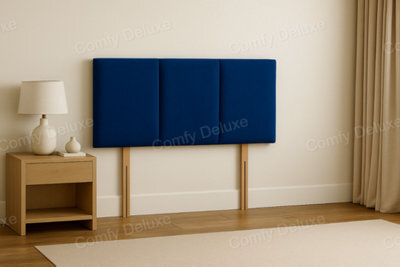 Comfy Deluxe Blue Coniston Velvet 3 Panel 4Ft Small Double Headboard 26Inch