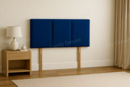 Comfy Deluxe Blue Coniston Velvet 3 Panel  4Ft Small Double  Headboard 26Inch
