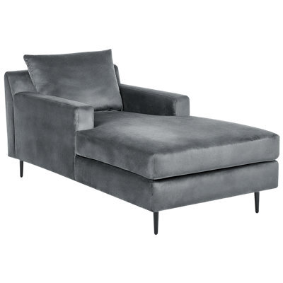 Beliani Chaise Longue Gueret Velvet Grey - image 1