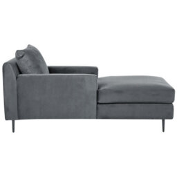 Beliani Chaise Longue Gueret Velvet Grey - thumbnail 4