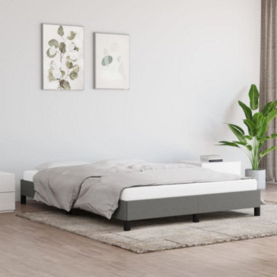 Berkfield Bed Frame Dark Grey 135X190 Cm 4Ft6 Double Fabric - image 1
