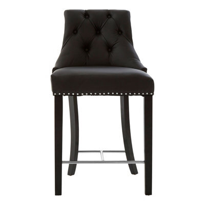 Orsina Park Black Faux Leather Bar Chair, Backrest Breakfast Bar Chair, Footrest Living Bar Chair Kitchen - image 1