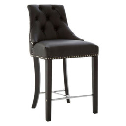 Orsina Park Black Faux Leather Bar Chair, Backrest Breakfast Bar Chair, Footrest Living Bar Chair Kitchen - thumbnail 2