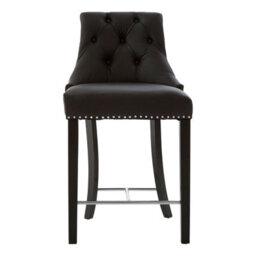 Orsina Park Black Faux Leather Bar Chair, Backrest Breakfast Bar Chair, Footrest Living Bar Chair Kitchen - thumbnail 1