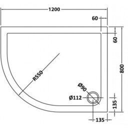 Royal Bathrooms 1200 X 800mm Left Handed Offset Quadrant Stone Shower Enclosure Tray With Riser Kit Gloss White 30mm Slimline - thumbnail 8