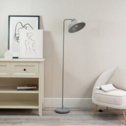 Valuelights Morris Grey Metal Stem Standing Floor Lamp With Angled Dome Shade For Living Room Office - thumbnail 5