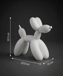 Biznest The White Balloon Dog Sculpture Polyresin/stone Powder Eye-Catching Home Decor Animal Ornament Smooth Gift Idea 23X10X22Cm - thumbnail 3