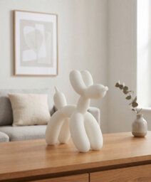 Biznest The White Balloon Dog Sculpture Polyresin/stone Powder Eye-Catching Home Decor Animal Ornament Smooth Gift Idea 23X10X22Cm - thumbnail 1