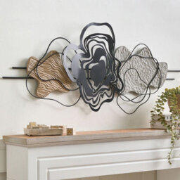 Wyld and Coco Matte Black Iron Wall Sculpture - Large Modern Abstract Wall Decor W115 X D6 X H48Cm - thumbnail 2