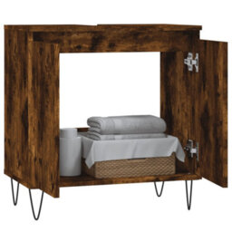 Berkfield Bathroom Cabinet Smoked Oak 58X33X60 Cm Engineered Wood - thumbnail 3