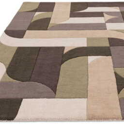 Green Handmade Modern Abstract Geometric Wool 12-14mm Thick Stain-Resistant Rug For Bedroom, Dining Room-120Cm X 170Cm - thumbnail 4