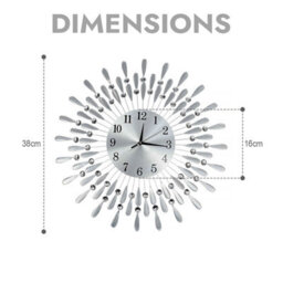 38 Diamante Beaded Crystals Quartz Jeweled Wall Clock Home Decor Livingroom - thumbnail 2