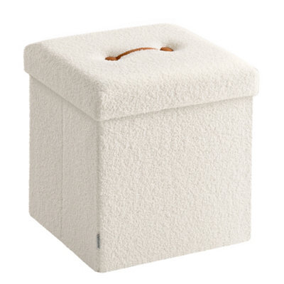 Songmics Folding Storage Ottoman, Storage Box, 38 X 38 X 38 Cm, Ottoman With Removable Lid, Smile Design, Load Up To 300 Kg - image 1