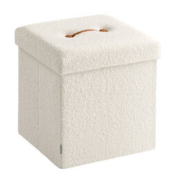 Songmics Folding Storage Ottoman, Storage Box, 38 X 38 X 38 Cm, Ottoman With Removable Lid, Smile Design, Load Up To 300 Kg - thumbnail 1
