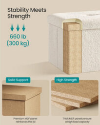Songmics Folding Storage Ottoman, Storage Box, 38 X 38 X 38 Cm, Ottoman With Removable Lid, Smile Design, Load Up To 300 Kg - thumbnail 6