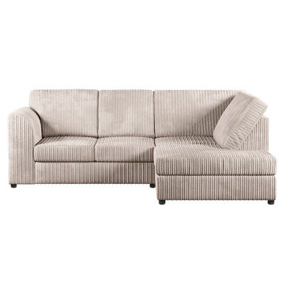 Furnishings For Less UK Luxor Cream Jumbo Cord 4 Seater Corner Sofa Right Hand Facing - Full Back