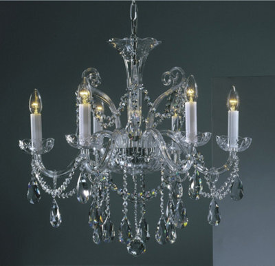 Luminosa Lighting Luminosa Bila Ornate Clear Glass 6 Arm Chandelier