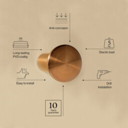 Cosmic Towel Hook, Robe Hook, Coat Hook, Supports Up To 5Kg, Brushed Copper, Anti-Corrosion, Architect S+ Collection - thumbnail 2