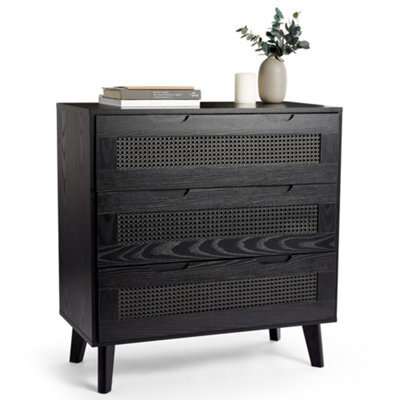 Spinningfield Black Rattan Chest Of Drawers, 2 Drawers Clothes Dresser, Bedroom Drawers W/ Cane Fronted Drawers, Clothes Cabinet - image 1