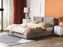 Beliani Ottoman Bed Velvet Batilly 160 X 200 Cm (Eu King Size) Light Grey - thumbnail 2