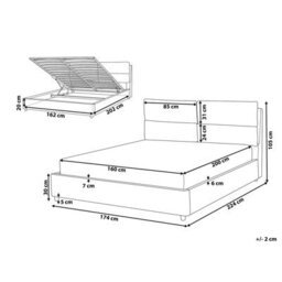 Beliani Ottoman Bed Velvet Batilly 160 X 200 Cm (Eu King Size) Light Grey - thumbnail 3
