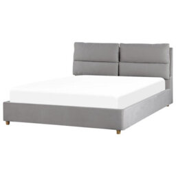 Beliani Ottoman Bed Velvet Batilly 160 X 200 Cm (Eu King Size) Light Grey - thumbnail 5