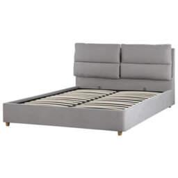Beliani Ottoman Bed Velvet Batilly 160 X 200 Cm (Eu King Size) Light Grey - thumbnail 9