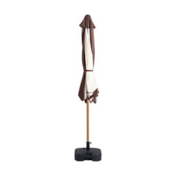 Hayward 2.7M Garden Parasol With Base & Cover, Brown Stripe Scalloped Edge Uv50 Tilt Patio Umbrella With Aluminium Pole - thumbnail 4