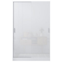 Reflect 2 Door Sliding Wardrobe - White Gloss & Matt White - Hanging Rails & Shelves - H:180Cm X W:120Cm X D: 58Cm - Modern Design - thumbnail 7