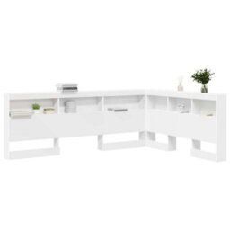 Berkfield Storage Headboard With Shelf White 140 Cm Engineered Wood - thumbnail 3