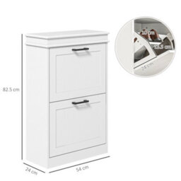 Wyld Haus Bana Wooden White Minimal 2-Drawer Tilt-Out Shoe Cabinet, Slim Hallway Storage For 10 Pairs (54 X 24 X 82.5 Cm) - thumbnail 3