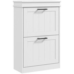 Wyld Haus Bana Wooden White Minimal 2-Drawer Tilt-Out Shoe Cabinet, Slim Hallway Storage For 10 Pairs (54 X 24 X 82.5 Cm) - thumbnail 2