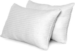 Nod Off Ultra Bounce Pillows With Hollowfibre Filling - Microfiber Satin Stripe Case Breathable And Comfortable - Non-Allergenic Standard