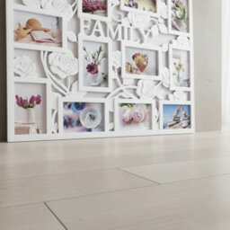 Deenz Rectangle 'family' Text Photo Frame 12 Picture Collage Shabby Chic Rose Floral Entwined Wall Mount 6X4'' White 69X55X2 Cm - thumbnail 3