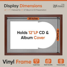 "AK Frames 25X17"" Rose Wood Modern Vinyl Record Frame With Silver Mount For 12 Inch Lp Cover & Disc - Overlapped Design" - thumbnail 2