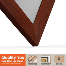 "AK Frames 25X17"" Rose Wood Modern Vinyl Record Frame With Silver Mount For 12 Inch Lp Cover & Disc - Overlapped Design" - thumbnail 3