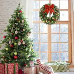 Amorly Illuminated Front Door Christmas Wreath 40Cm, Battery Operated Led Wreath With Red Bow For Window, Fireplace Holiday Decoration - thumbnail 8