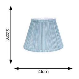 Valuelights Laurenne Large Easy Fit Blue Gathered Pleated Fabric Tapered Light Shade And Bulb (D)41Cm - thumbnail 5