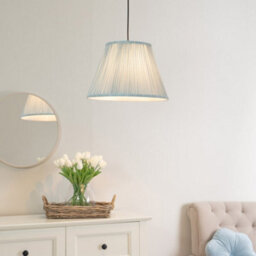 Valuelights Laurenne Large Easy Fit Blue Gathered Pleated Fabric Tapered Light Shade And Bulb (D)41Cm - thumbnail 2