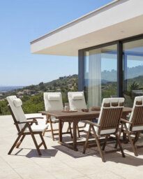 Beliani Set Of 6 Garden Chairs With Cushions Amantea Premium Acacia Wood Off-White - thumbnail 2