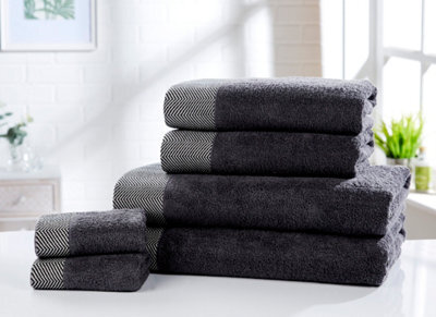 Rapport Home Tidal Pure Cotton Face Towel Charcoal