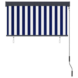 Berkfield Harmful Outdoor Roller Blind 120X250 Cm Blue And White - thumbnail 4