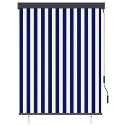 Berkfield Harmful Outdoor Roller Blind 120X250 Cm Blue And White - thumbnail 1