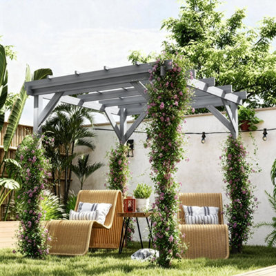 Outsunny 2 X 2M Wooden Pergola Kit, Garden Gazebo Shelter, Grey - image 1