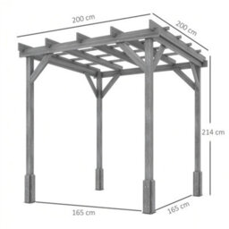 Outsunny 2 X 2M Wooden Pergola Kit, Garden Gazebo Shelter, Grey - thumbnail 3