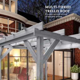 Outsunny 2 X 2M Wooden Pergola Kit, Garden Gazebo Shelter, Grey - thumbnail 5