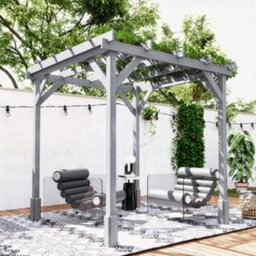Outsunny 2 X 2M Wooden Pergola Kit, Garden Gazebo Shelter, Grey - thumbnail 9