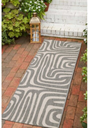 Melrose County Zebra Grey Design Flatweave Indoor Outdoor 10mm Pile Height Runner Rug - 67/300Cm - thumbnail 1